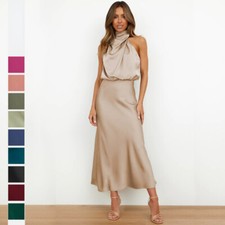 Damen Kleid Ärmellos Mode