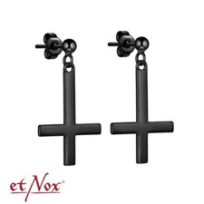 Kreuz Ohrstecker im Paar (2 Stk) Edelstahl schwarz Black Cross etNox   / x685