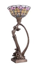 Tischleuchte Jugendstil Lampe mit Frauenfigur Tiffany Schirm