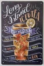 Long Island Ice Tea Rezept Vintage Retro Blechschild 20x30cm Nostalgie Geschenk