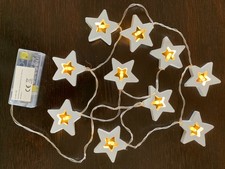 Lichterkette, Holz-Sterne, 10 LED warmweiß