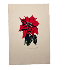 Womacka, Walter (*1925) Weihnachtsstern Blume Farblithographie signiert 1989