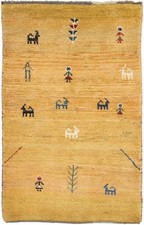 Original Perserteppich Gabbeh Ghashghai Orientteppich 144 cm x 90 cm  Alt Natur