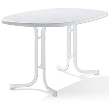 SIEGER Tisch 152/W 140 x 90 cm weiß Gestell aus Stahl in weiß, Tischplatte au...