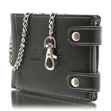 Leder Herren Geldbörse Portemonnaie Geldbeutel Längsformat mit Kette Leder