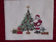 Stickbild Behang Gerlinde Gebert Adventspoesie 4 Santa Tanne Geschenk Holzstange