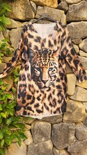 Hübscher Pullover Longshirt Kleid Pulli Italienische Mode Leopard Gr 40 42 44 ❤️