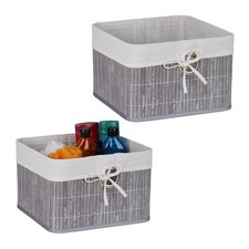 Aufbewahrungskorb Bad Korb Aufbewahrungsbox Bambus Körbchen Ordnungskorb Set