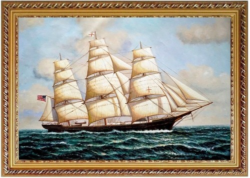 ölbild segelschiffe american - Ölbild, segelschiffe,