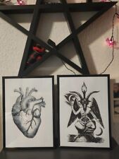 2 Bilder mit Rahmen gothic baphomet Herz