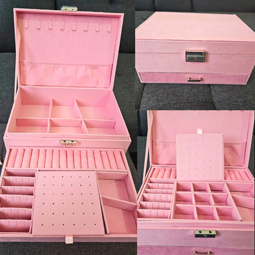 Schmuckkasten rosa samt - schmuckkasten,