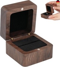 Ringbox Holz, Vintage Massive Walnuss Ring Box, 6x5.5x4cm Samt Soft Interieur