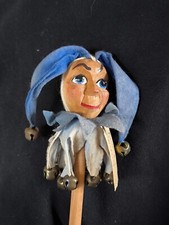 Alter Narrenstab RV Rutenfest 1998 Holz Geschnitzt Schellenstab Kaspar Vintage