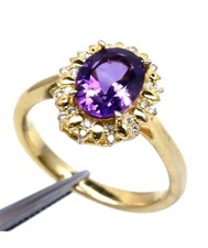 925Silber Ring größe7,25,  Amethyst echter Edelstein 750Karat GoldVergoldung 