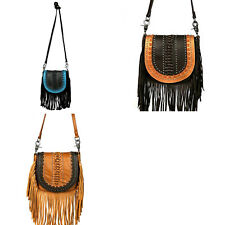 Handtasche Schultertasche Westerntasche Montana West Leder mit Fransen Nieten
