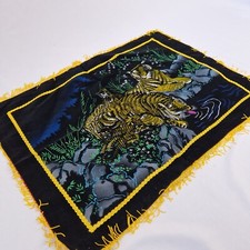 Samt Kissenbezug Tiger Handmade Schwarz Verziert 60 x 44 cm Handarbeit
