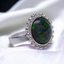 Schwarzer Lab Opal 12mm Ring
