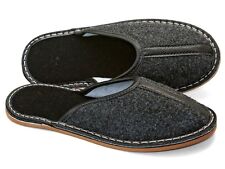 b163 G  Herren Filz Pantoffeln - Filz Hausschuhe Gummi Sohlen