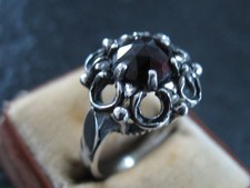 Ring Silber 835 Vintage Trachtenschmuck mit Granat Edelstein