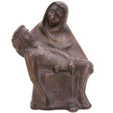 18,5 cm - Vintage Maria Laach Bronze Pietà Gottesmutter Maria mit Leichnam Jesu