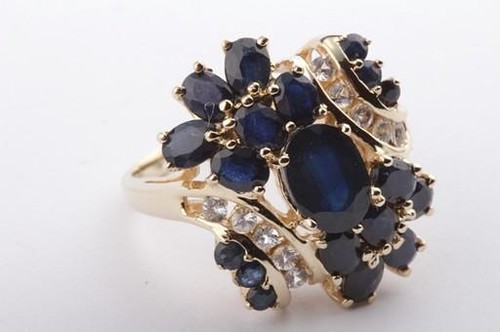 Saphir ring 585 14k gelb - 585,