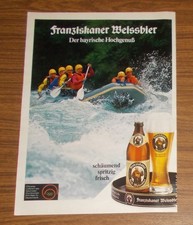 Seltene Werbung FRANZISKANER WEISSBIER Der bayerische Hochgenuß - Rafting 1989