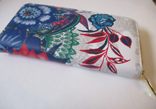 Geldbörse Portemonnaie Blau Bunt Blumen Kunstleder Geldbeutel