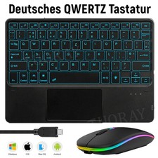 DE QWERTZ Bluetooth Tastatur mit Touchpad für iPad Tablet PC IOS Android Windows