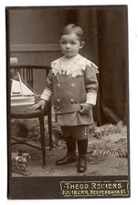 CdV Foto Kind Spielzeug Pferd