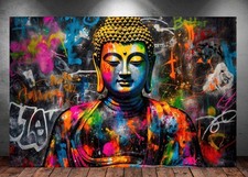 LEINWAND BILD ER XXL ABSTRAKT BUDDHA KOPF NEPAL GRAFFITI BUNT WAND POSTER P1814