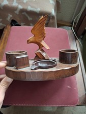 Schreibtischset aus Holz Motiv Adler, Unbeschädigt.