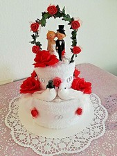 Süße Hochzeit Torte Handtuchtorte rot/weiß