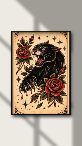 Traditioneller panther tattoo - traditioneller,