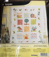 Bucilla Stamped Cross Stitch Crib Cover Kit, 34 by 43-Inch, Woodland Baby