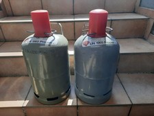 2 x 5kg Eigentum Gasflaschen Propan, olivegrau, gefüllt.