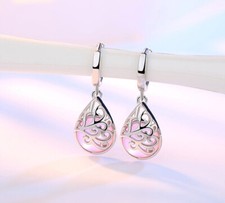 Mondstein 925 Silber Ohrschmuck Ohrringe Creolen Schnapp-Ohrringe Hänge Damen