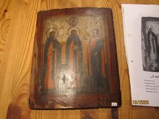 antike russische Ikone "3 orthodoxe Heilige"