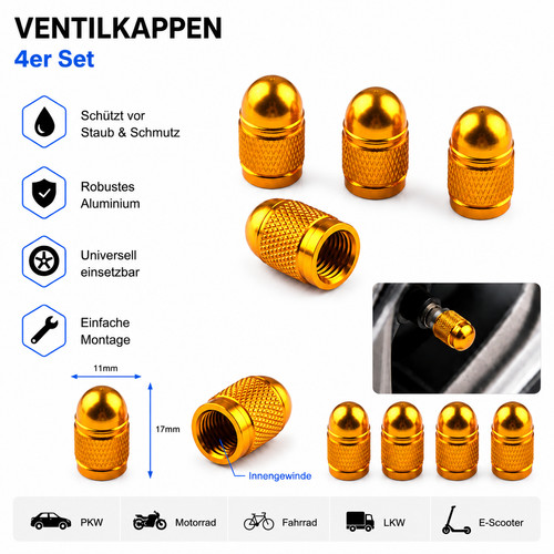 Aluminium ventilkappen set - aluminium,