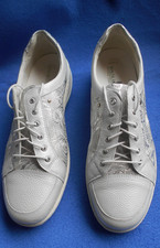 Waldläufer Damenschnürschuh, Rind-Metallicleder, Mattsilber, Gr. 8 Weite K neu