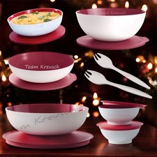 Tupperware Allegra rot weiß 5L, 3,5L, 1,5L, 740ml, 2x275ml,Salatbesteck NEU Xmas