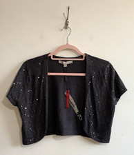 Neu mit Etikett Jacques Vert Bolero Achselzucken Größe Small grau Strick Pailletten
