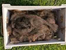 Alpaka Rohwolle dunkelbraun/schwarz, Bastelwolle, 1000 g, B-Qualität, Chogun