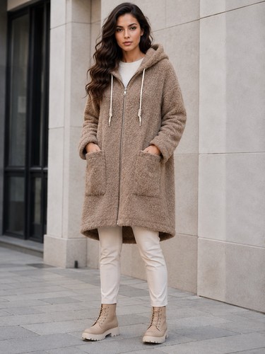 Damen teddy fleece mantel - fleece,