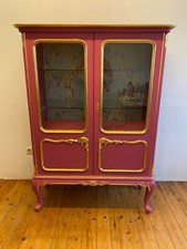 Glasvitrine "Princess", Unikat, Upcyclingstyle, Brombeer mit Blattgold