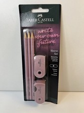 FABER-CASTELL-EDLES SLEEVE ROSE-Grip Set 3 Bleistifte Radiergummi Spitzer (P059)