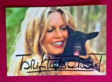 Original-Autogramm von Brigitte Bardot, Farbbild-Karte, Postkartengröße