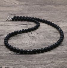 UNISEX HALSKETTE LAVA STEIN PERLEN SURFER SCHWARZ MATT KLASSISCH HÄMATIT