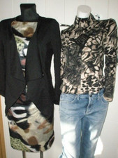 3 Teile Kleid Gino Lombardi  38 Shirt Airfield Leo u. Jacke long seitlich Spitze