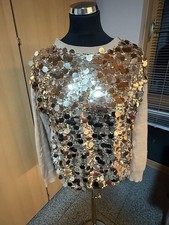 Pailletten Pullover Beige Gold