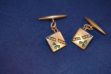 ca. 1880 Manschettenknöpfe Biedermeier Messing vergoldet mit kl. Perlen